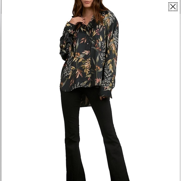 Elan Tropical-Print High-Low Shirt - Picture 3 of 7